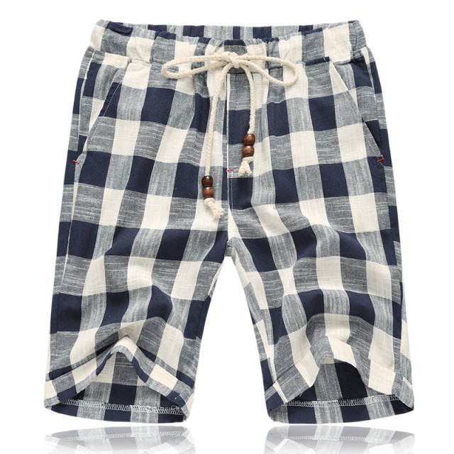 Men's Stylish Breathable Cotton Shorts with Striped Pattern and Drawstring