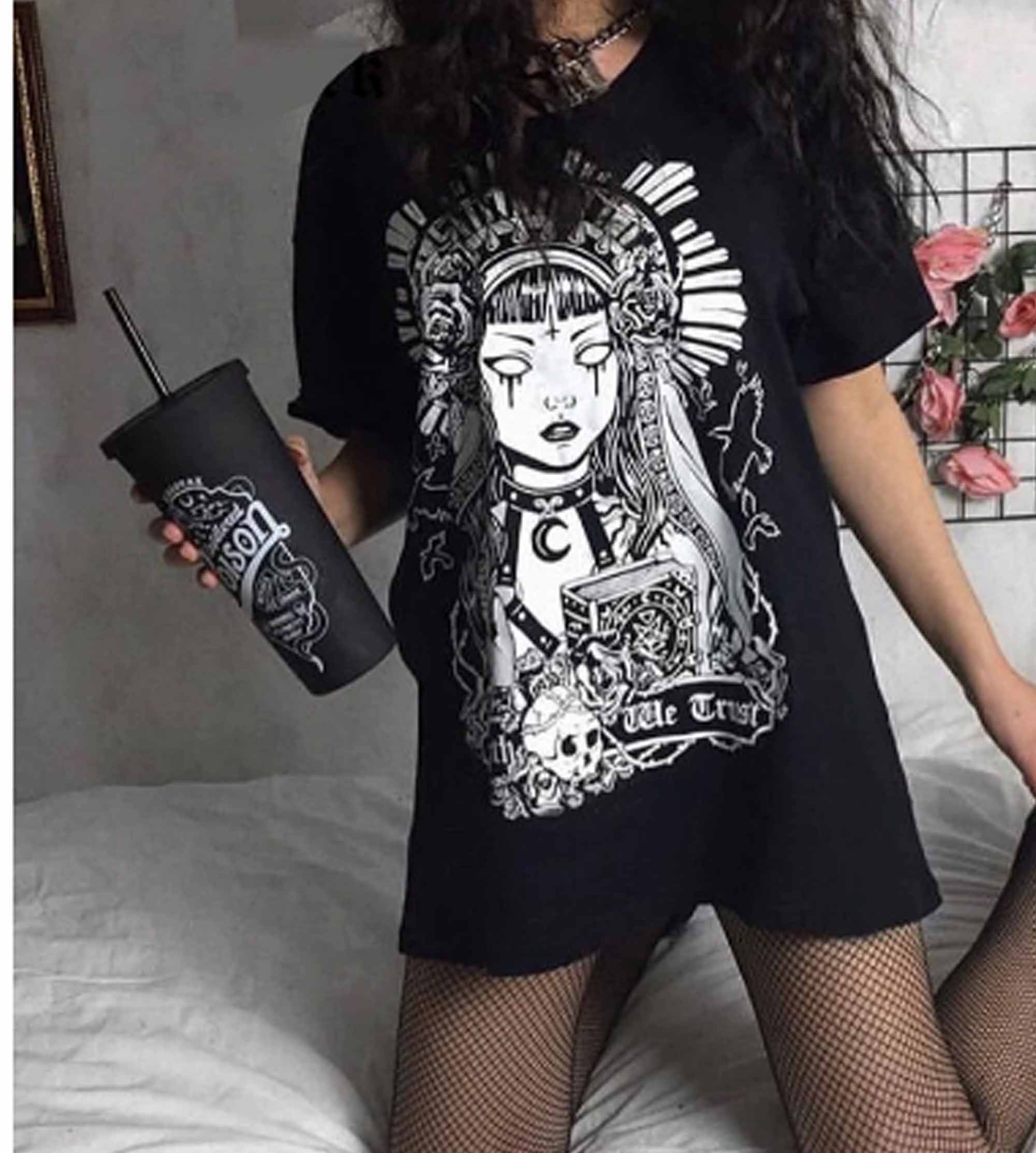 Dark Grunge Black Print T shirts