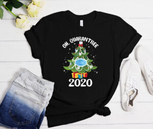 Funny Quarantine 2020 Christmas Tree Ornament Mask T-shirt