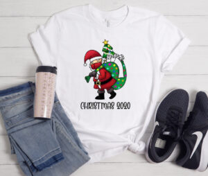 Santa with Face Mask and Toilet Paper Christmas 2020 T-shirt